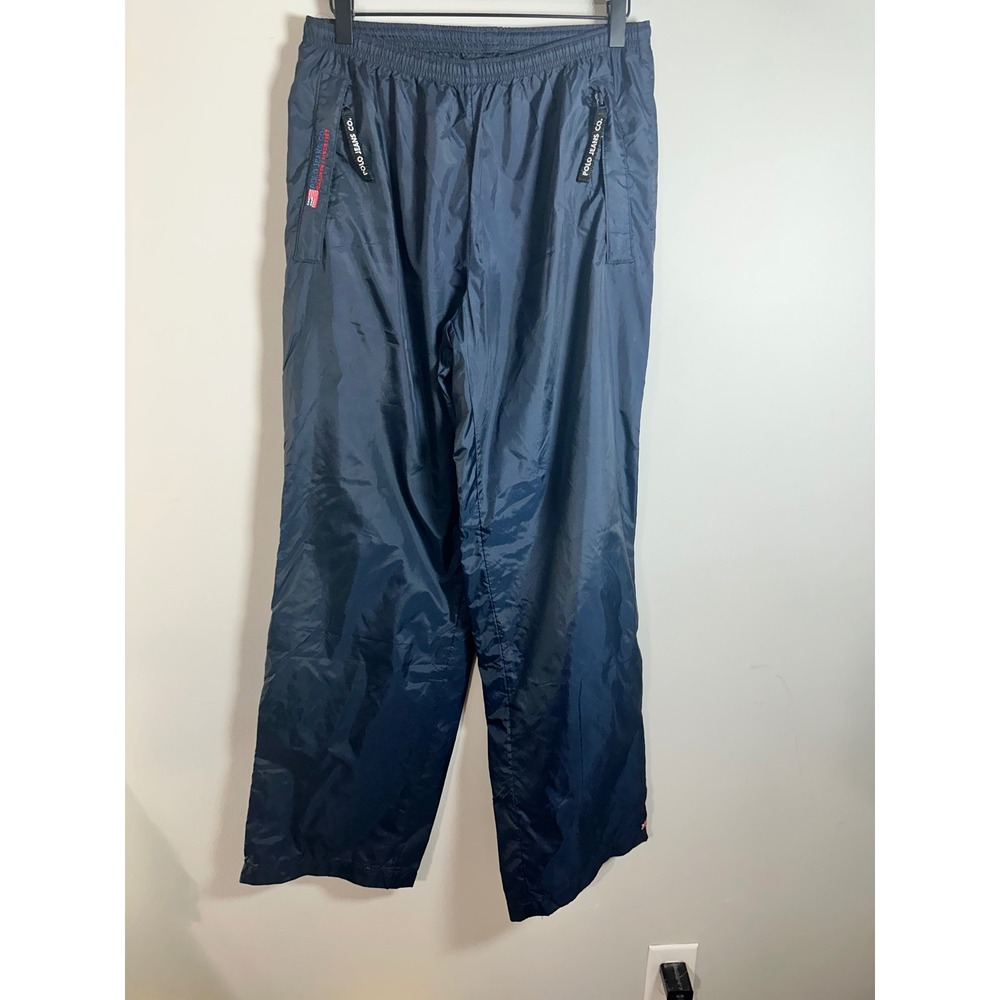 Polo Jeans Co Ralph Lauren Vintage Navy Nylon Track Pants Mens Small Ankle Zip